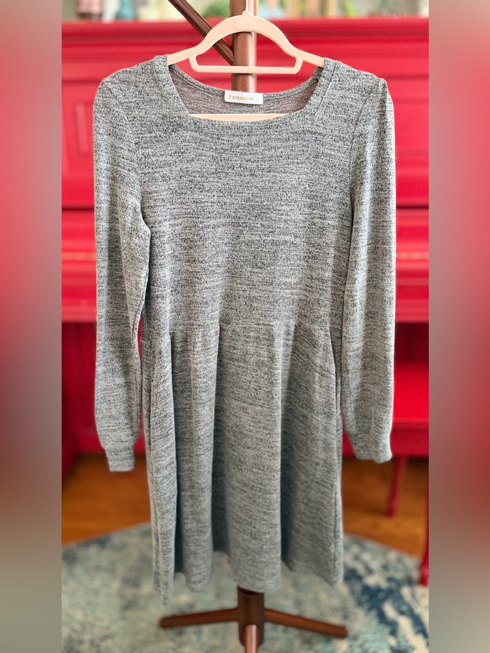 Heather Gray Knit Long Sleeve Dress